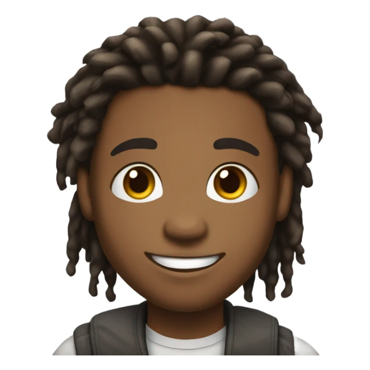 A young African-American male with short, thick dreadlocks and a friendly, confident smile. He has a slim but toned build and radiates a vibrant, approachable energy.  sticker