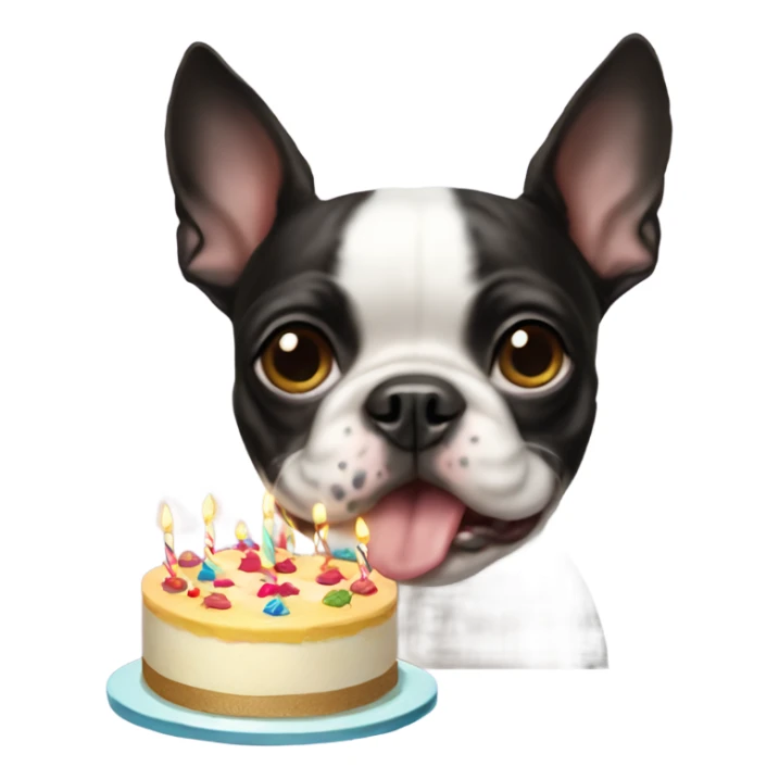 Bostonterrier dog and birthday cake sticker