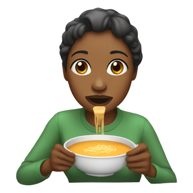Woman eating soup sticker