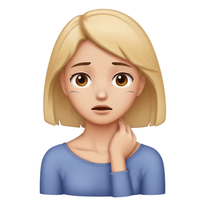 girl holding her neck in distress sticker