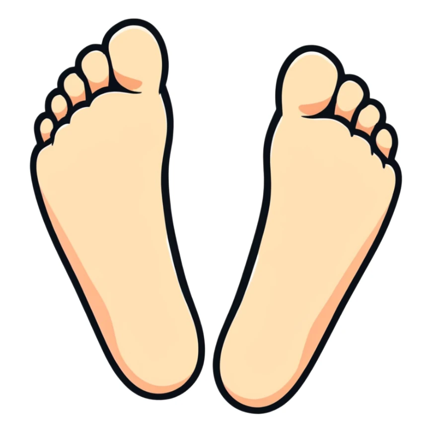 white feet soles, bottom view of feet sticker