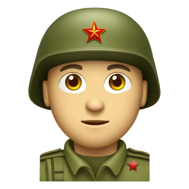 ussr soldier serious with military helmet sticker