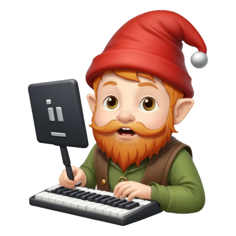 A little ginger gnome with a keyboard in his mouth sticker
