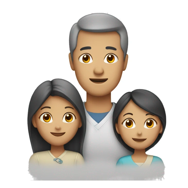 Family. White mother, asian father, 3 daughters sticker