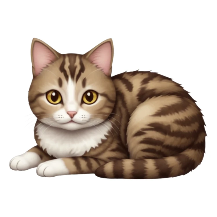 full body tiny short hair dark brown and white cat with hazel eyes lying down sticker