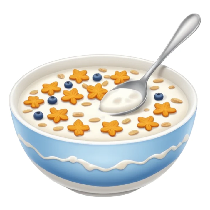 a bowl of cereal with a spoon, simple, clear sticker