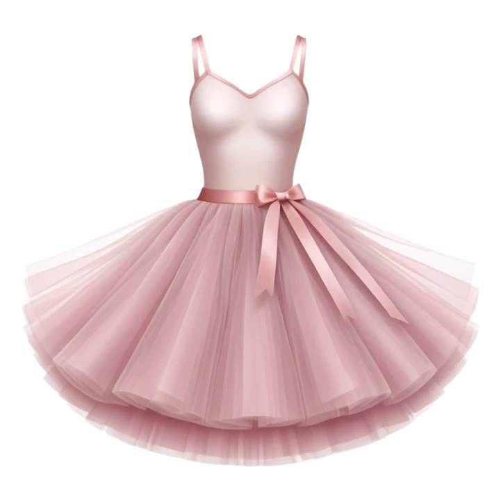 Cinematic Realistic Tutu, layers of fine, soft tulle forming a voluminous and airy skirt, delicate folds catching the light, slightly frayed edges adding authenticity, glowing softly with a warm and ethereal elegance. sticker