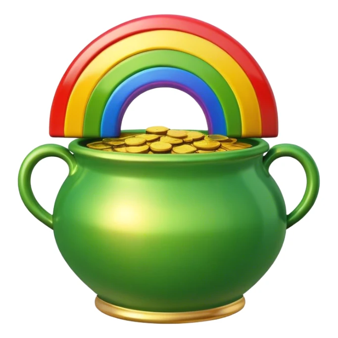 Green Pot of Gold with a Rainbow over the top sticker