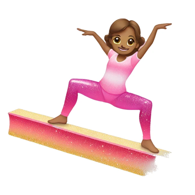 Pink ombre balance beam with glitter  sticker