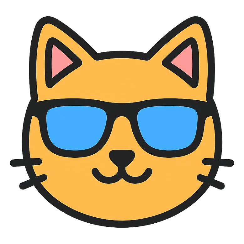 cat wearing sunglasses color icon sticker