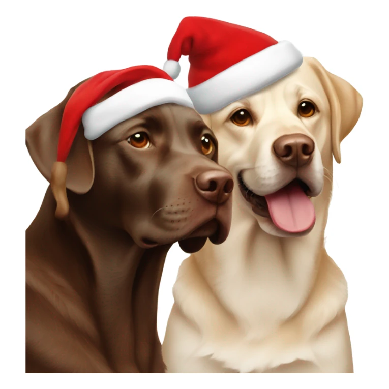 Two brown labs with Santa hats sticker