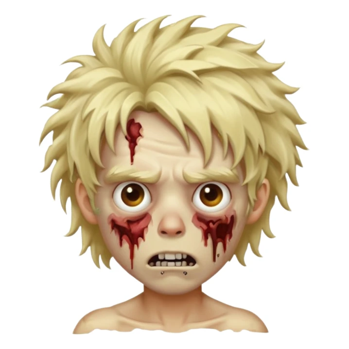 Create a zombie blonde boy with big hair sticker