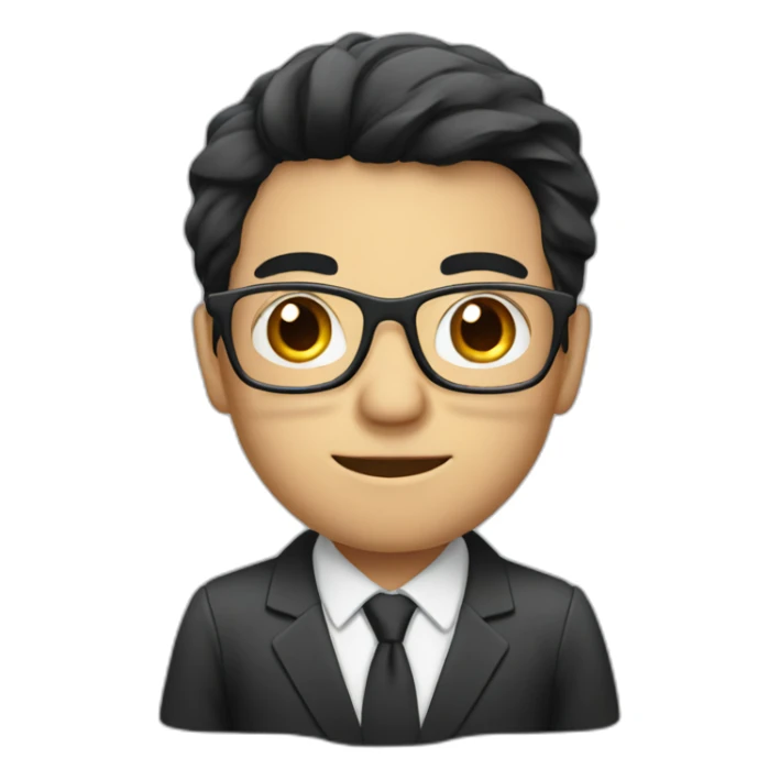 Businessman with black hair with glasses and notebook sticker