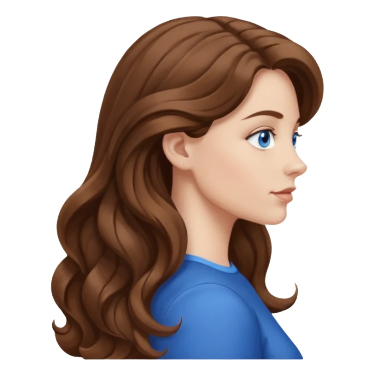 A white woman in profile with long, wavy brown hair sticker