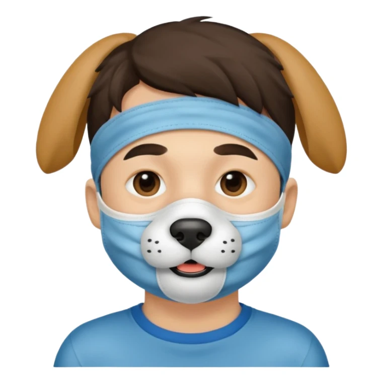 boy wearing dog mouth mask
 sticker