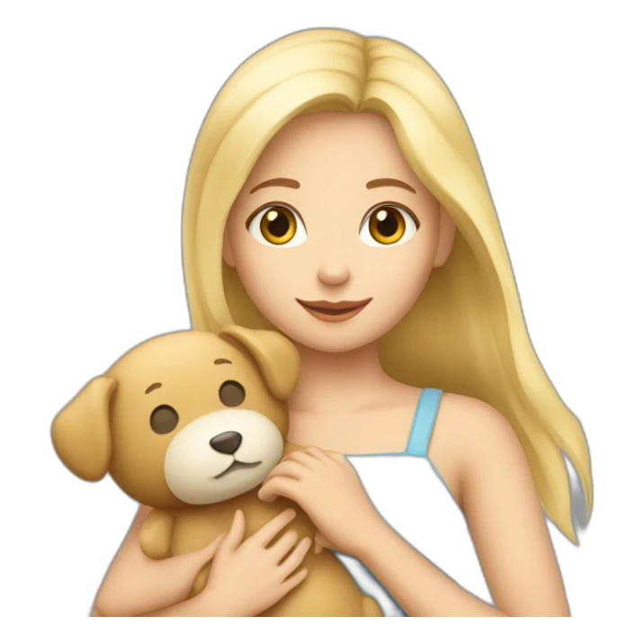 Une fille blonde avec un doudou dans les mains sticker
