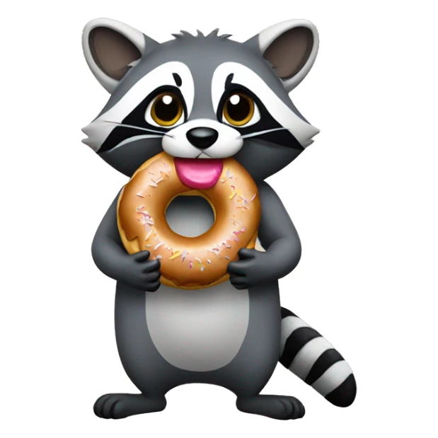 Raccoon eating donut sticker