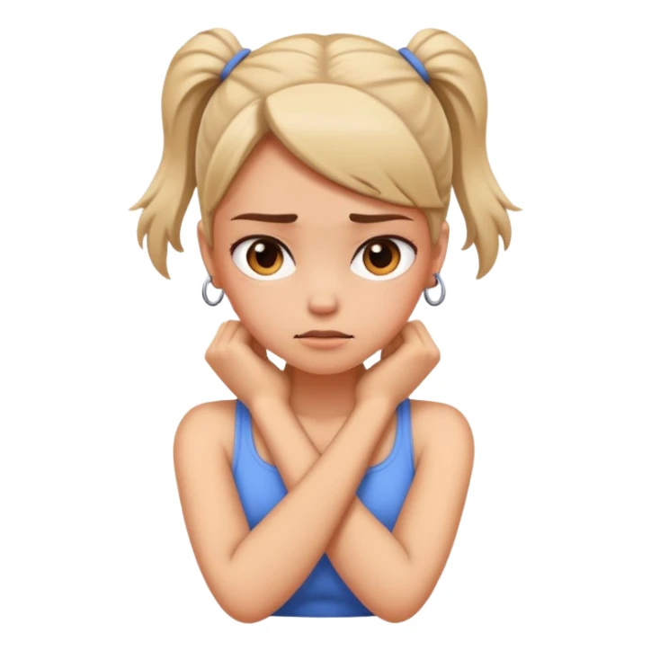 Arms crossed holding neck mad girl sticker