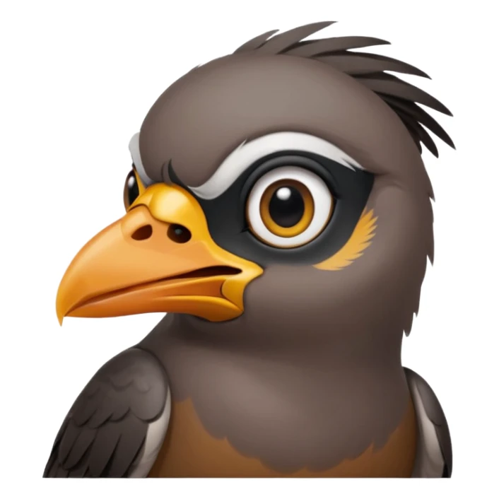 A sad common myna bird cute emoji sticker