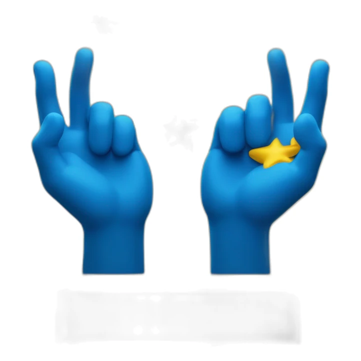 monument of two blue hands holding three yellow stars sticker