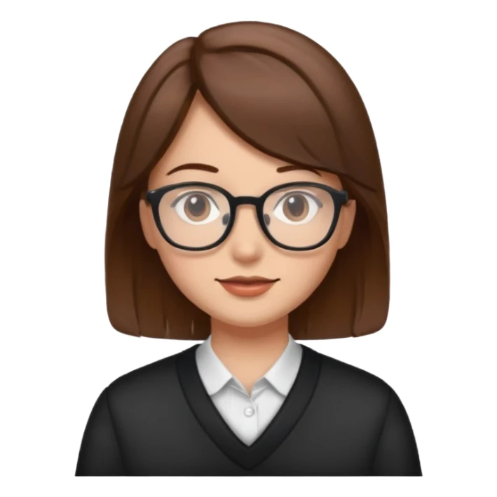 A person with brown hair and glasses sticker