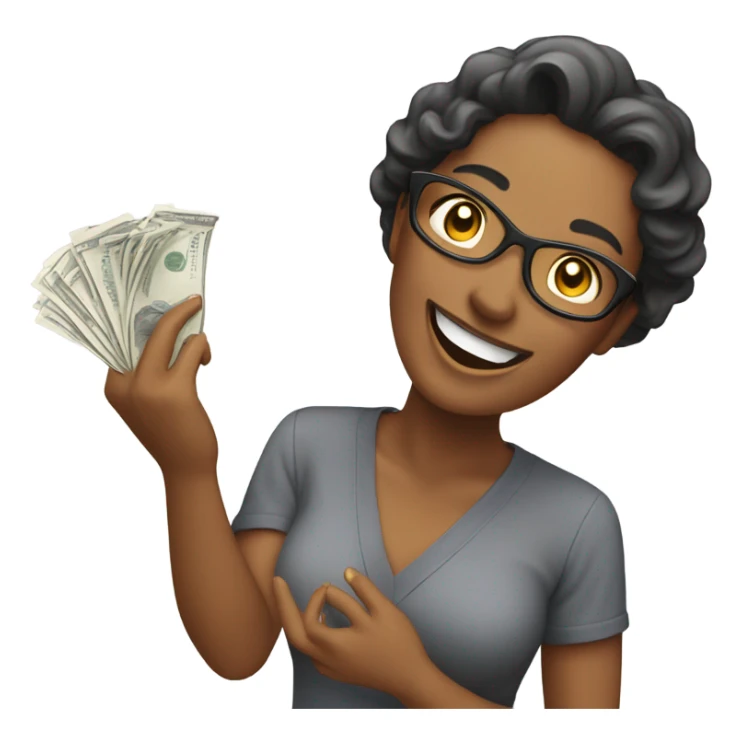 Woman throwing money sticker