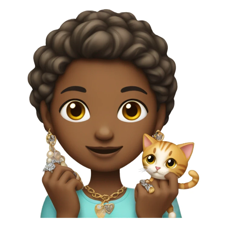 girl holding cat and jewelry sticker