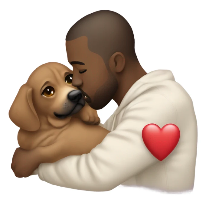 kanye west kissing dog with heart eyes sticker