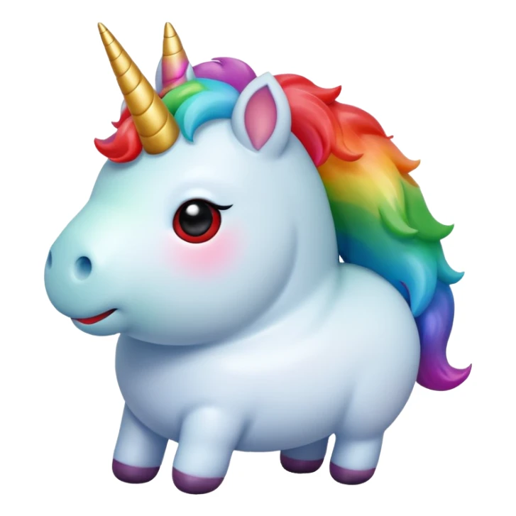 Small chubby unicorn coloured jade, black and red eyes, farting rainbow sticker
