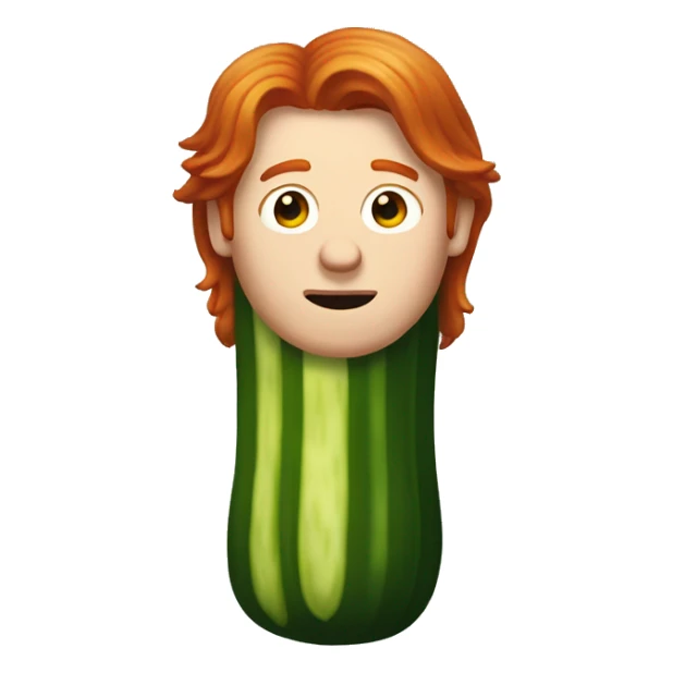 Pickle with the face of ron weasley. Pickle has red hair. sticker