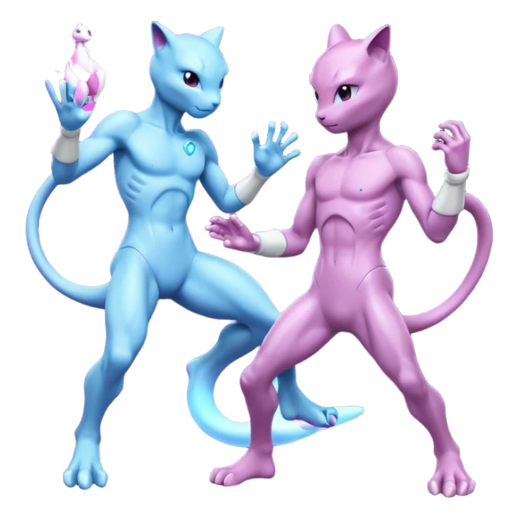 Pokemon legendary cian and purple mewtwo sticker