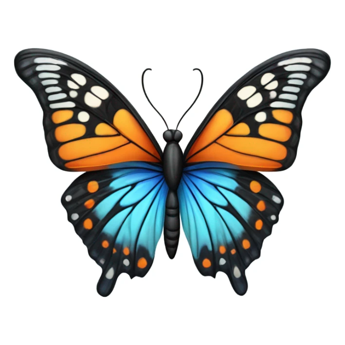 Blue black and orange beautiful butterfly with both wings sticker