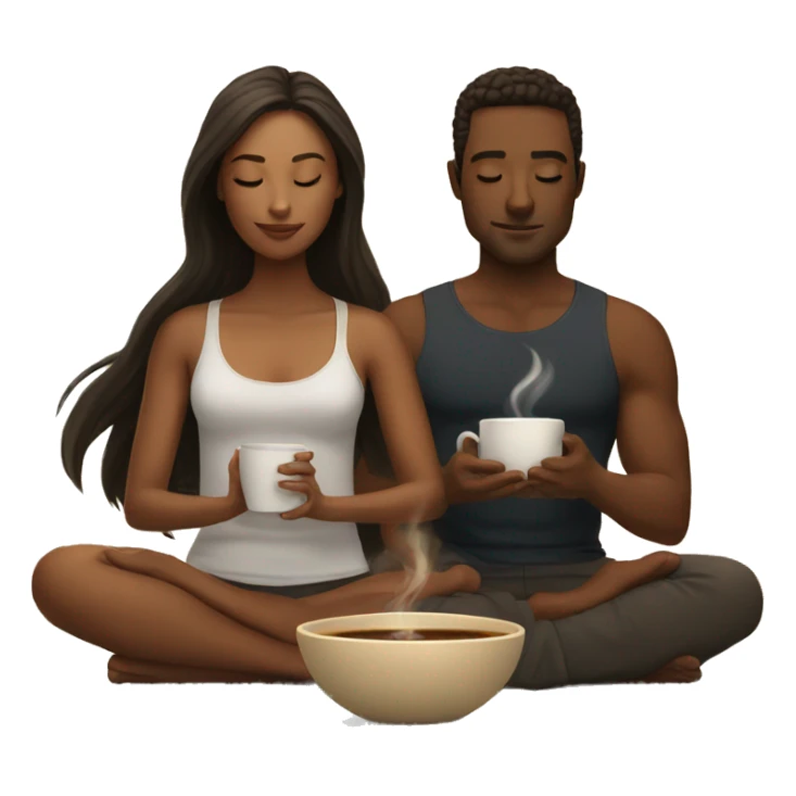Perfect meditation with a girlfriend and coffee sticker