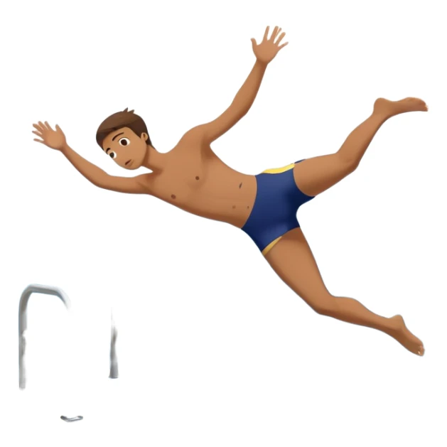 A person throwing himself off of a diving board, looking determined. Below them is a pool of water labeled “Confidence.” Instead of hesitating, they count 5-4-3-2-1 and jump in, representing taking action despite fear. sticker
