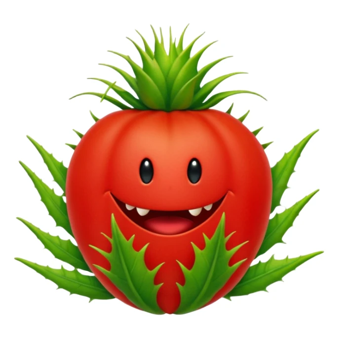 hybrid fusion of tomato and venus flytrap emoji sticker