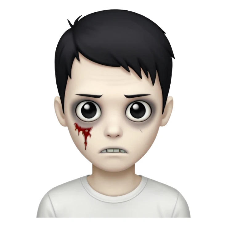 zombie boy with emo hair and white shirt sticker