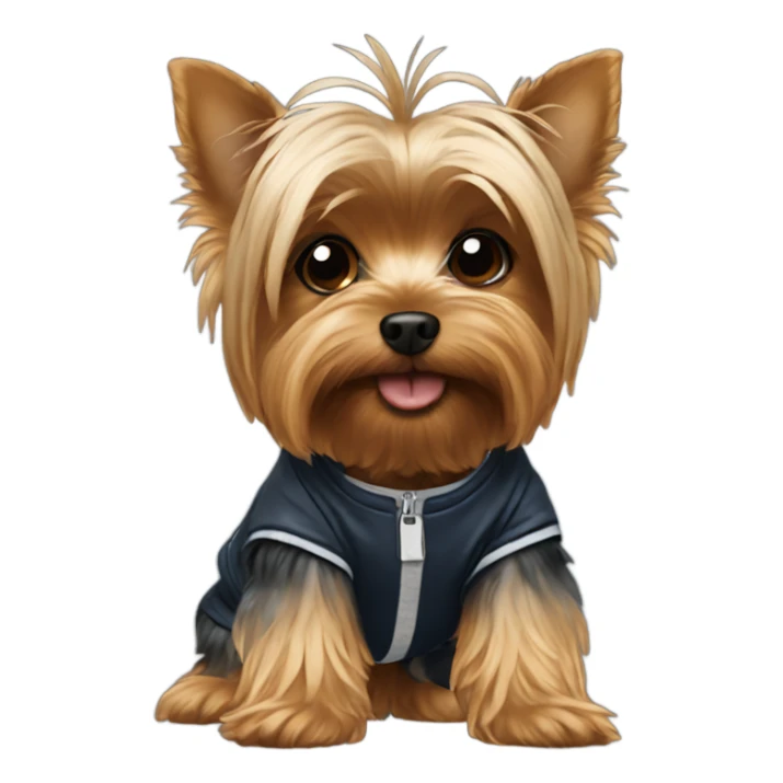 yorkie wearing jordan sticker