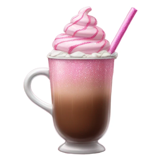 Fancy Hot chocolate with pink straw and pink glitter sticker