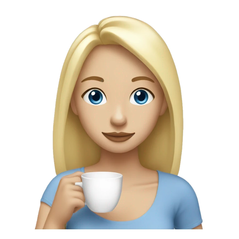 Girl (blue eyes, blonde hair) sipping tea sticker