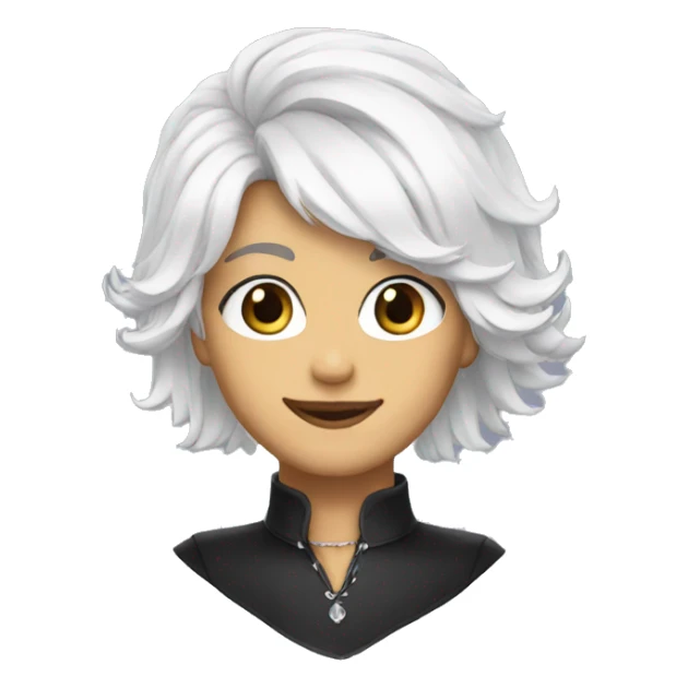 White hair and white choker sticker