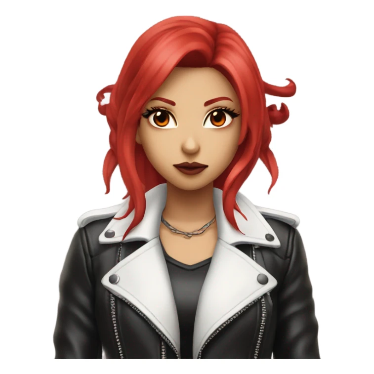 devil hime gyaru girl, red hair, leather jacket sticker