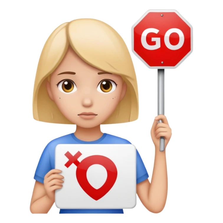 girl sad holding sign that says go insurance sticker