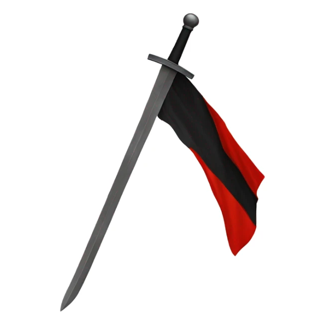 Red flag with black diagonal line with a sword in the middle  sticker