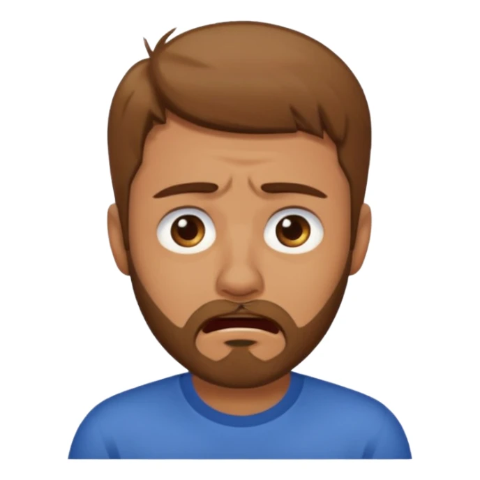 A man with light brown hair and a short brown beard making a wah cry face sticker