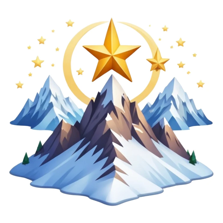 mountain with a star in the middle of it sticker
