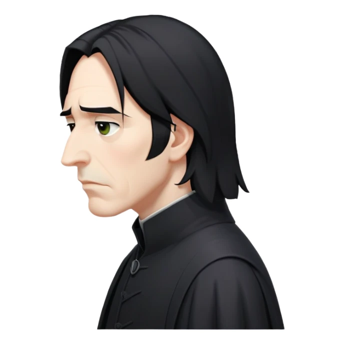sad Professor Snape side profile with black hair sticker