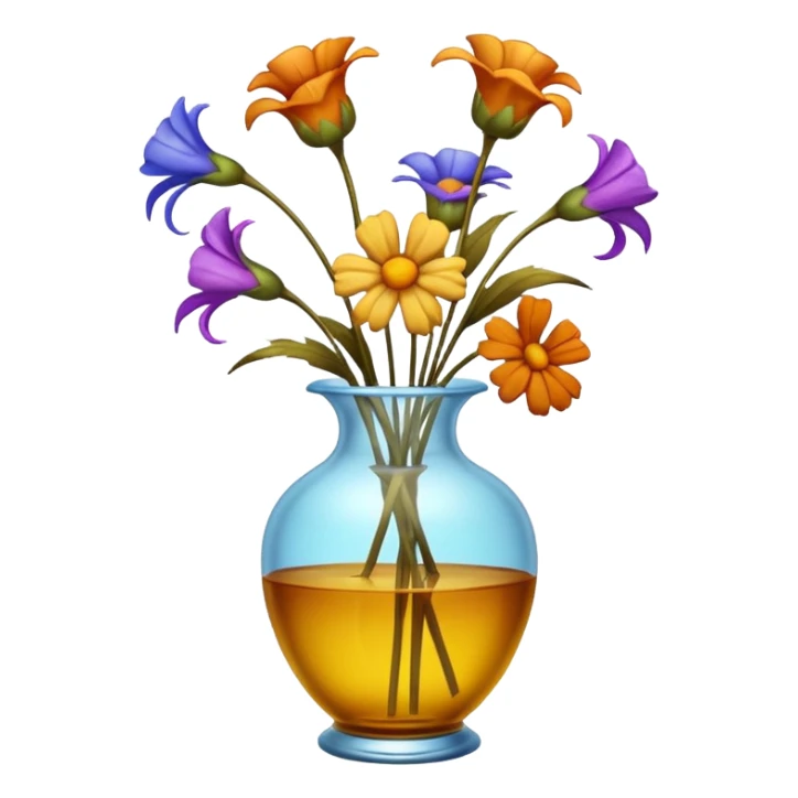 dead wilted flowers hanging in a vase sticker