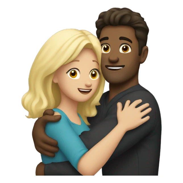 Blonde woman hugging dark haired man  sticker