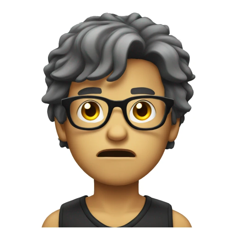 glasses black long hair angry boy sticker