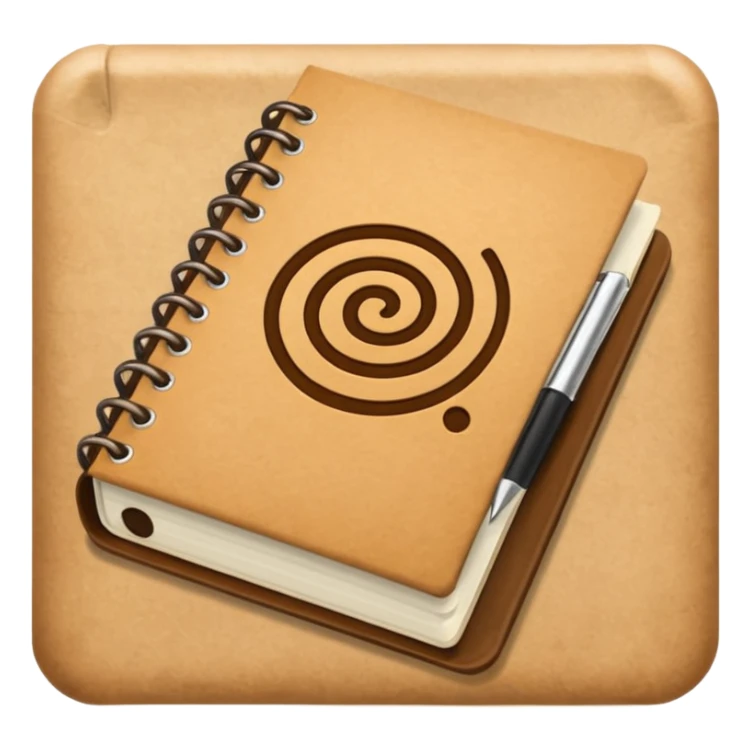 empaque de papel con una libreta anillada sobresaliendo sticker